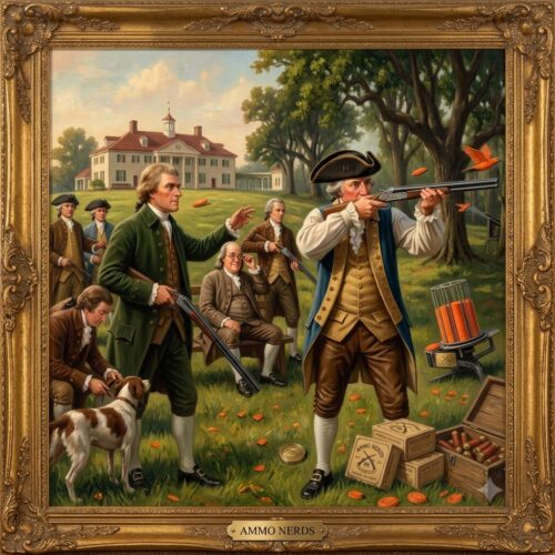 Founding Fathers shooting sporting clays, trap, and skeet with 12 gauge ammo.